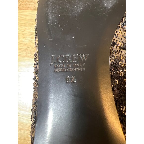 J. Crew Collection Starling Peep Toe flats black sequins slip on size 9.5 - Picture 6 of 6